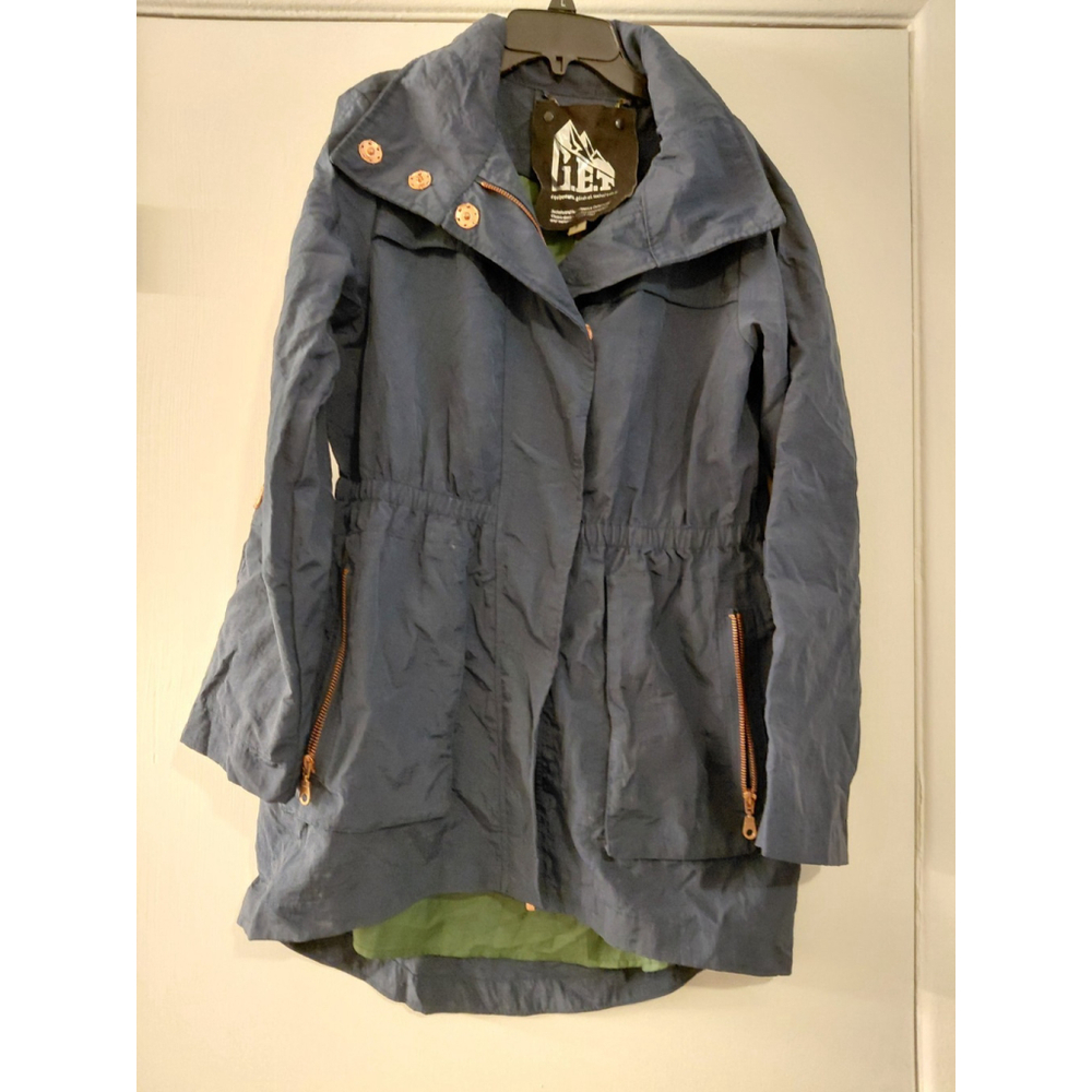 G.E.T. Packable Parka Jacket Unisex Small Green Hooded Vintage Button/Zip